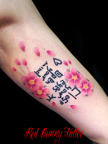 花 植物 タトゥーデザイン flower tattoo　桜 cherryblossom